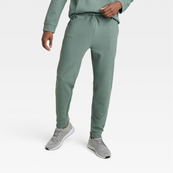 Men's Textured Fleece Joggers - All in Motion Dark Green XXL - Picture 1 of 6